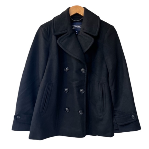 Lands’ End Classic Wool Blend Peacoat I Women's Size 4P | Black | $70 - Picture 2 of 6